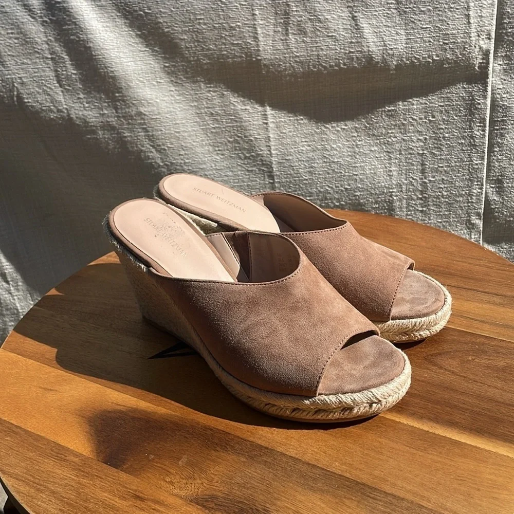 Stuart Weitzman Women’s Wonda Espadrille Wedge Sandal taupe Size 9